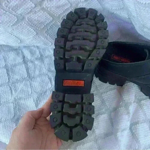 Vintage Harley Davidson Black Leather Chunky Buckle Slip On Platform Shoes 5.5 - Picture 6 of 8